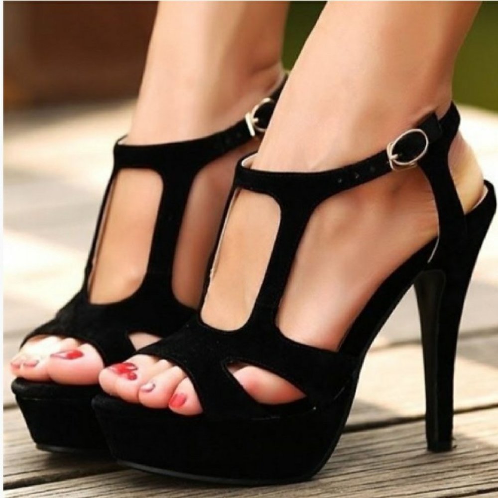FSJ Women Strappy Open Toe Platform High Heels
